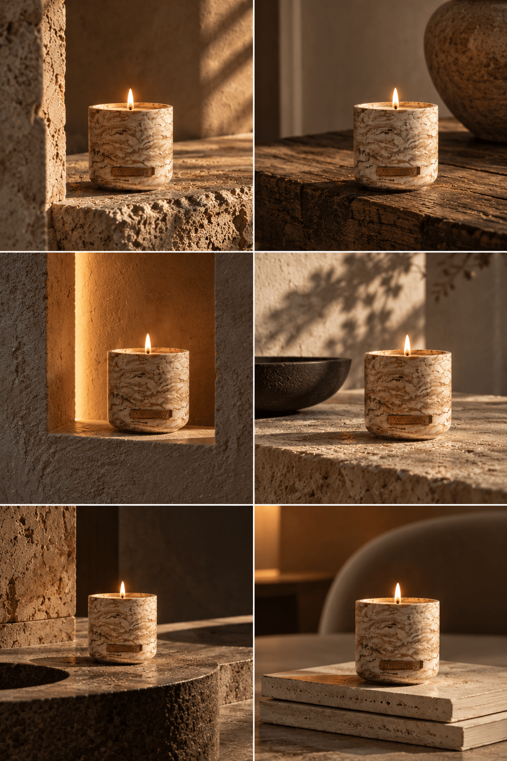 Stone refillable candle vessel